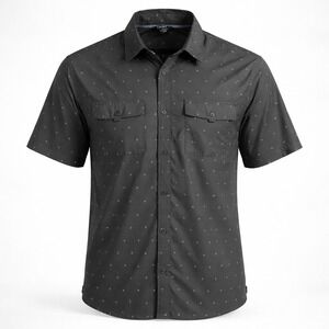 Voyager Short Sleeve Button Up Men XXL Gray Diamond Print Collared